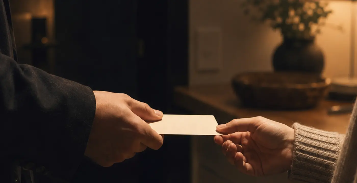Two caregivers calmly passing written routine information