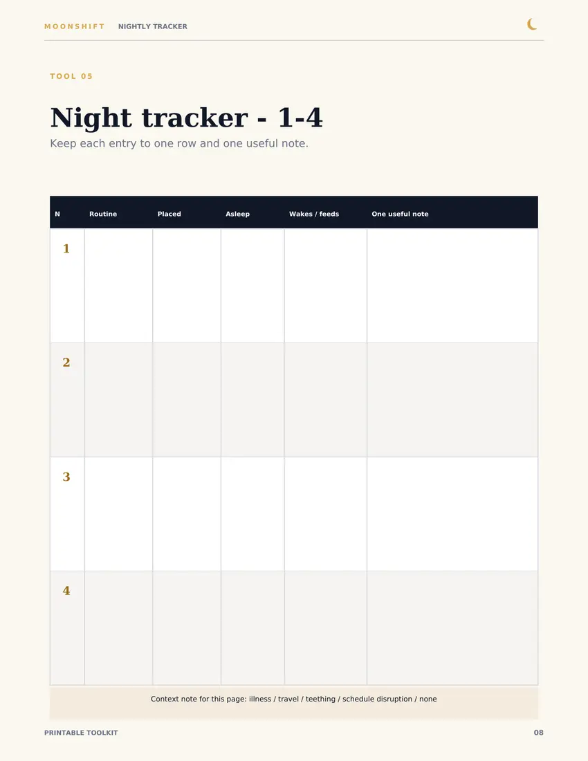 Printable night tracker preview